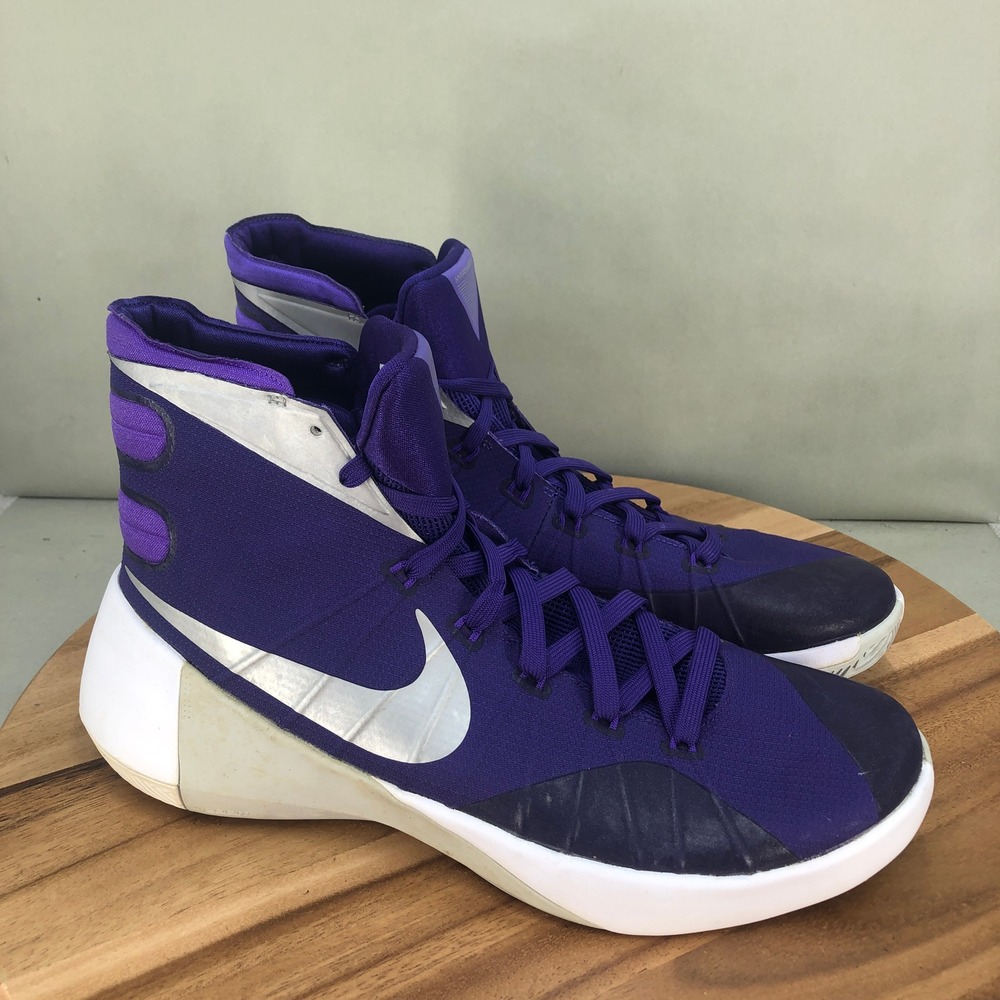 Nike Hyperdunk 2015 Purple Silver Basketball Shoes Mens Size 12 High Top